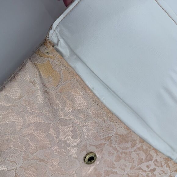 Vintage Unbranded Light Pink Lace Clutch Bag Delicate - Picture 6 of 13